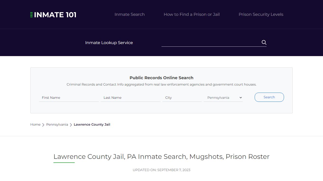 Lawrence County Jail, PA Inmate Search, Mugshots, Prison Roster
